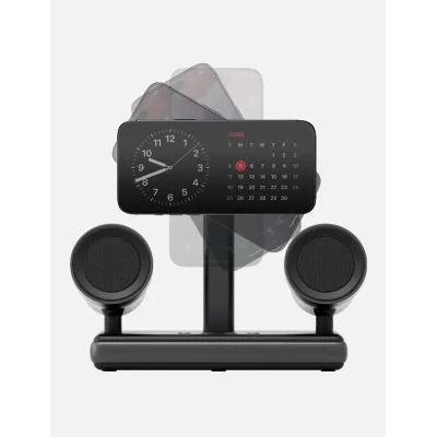 Energea Magaudio Stand, 2In1 Speakerphone & Qi2 Magnetic Fast Wireless Charger - Gunmetal